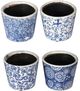 A & B Home Evelyn 4-Piece Blue/White Small Planter Set-2