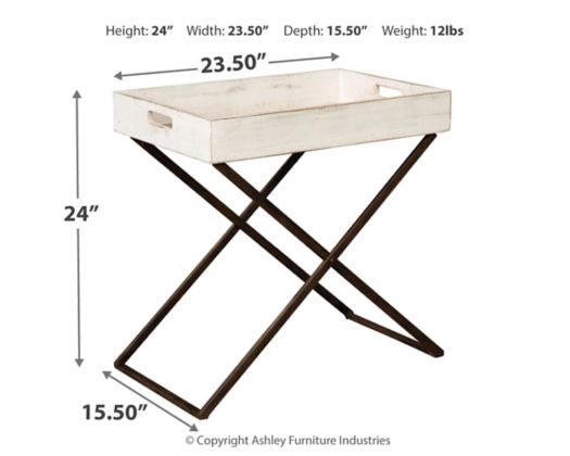 Signature Design by Ashley® Janfield White Accent Table with Black Cross Base -2
