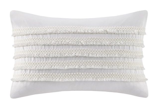 Olliix by INK+IVY Daria Ivory Cotton Oblong Pillow-0