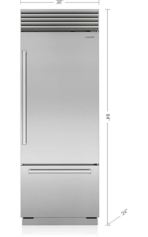 Sub-Zero® Classic Series 30" 17 Cu. Ft. Stainless Steel Right Hinge Built-In Bottom Freezer Refrigerator with Internal Dispenser-3