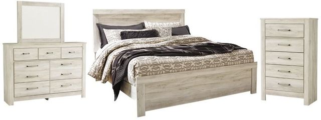 Signature Design by Ashley® Bellaby 4-Piece Whitewash King Panel Bed Set-0