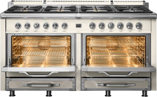 Viking® Tuscany 66" Pure White Pro Style Dual Fuel Range with 2 Induction-1