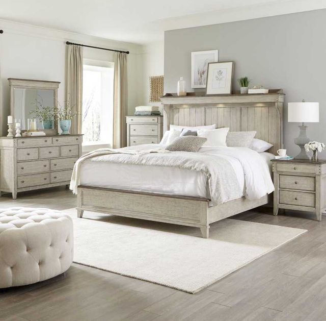 Liberty Furniture Ivy Hollow 5-Piece Dusty Taupe/Weathered Linen Queen Mantle Bedroom Set-1