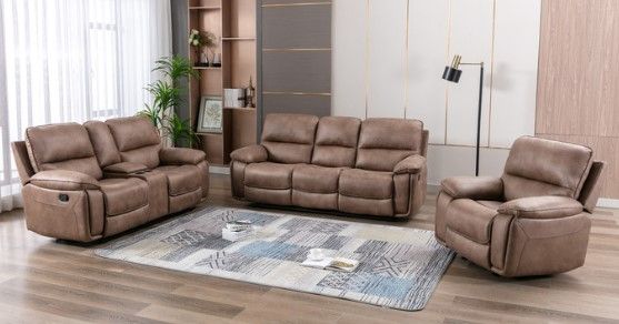 Mazin Furniture Easton Light Brown Manual Reclining Sofa-2