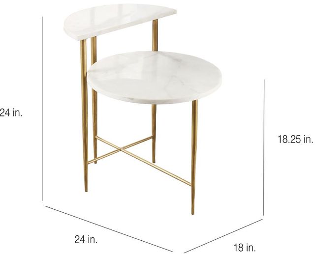 Steve Silver Co. Patna White Side Table with Brass Base-2