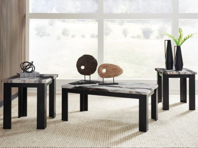 Signature Design by Ashley® Jazmore 3-Piece Beige/Gray Occasional Table Set with Dark Brown Base-2