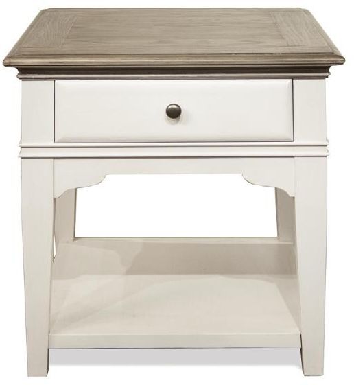 Riverside Furniture Myra Natural Leg Side Table with Paperwhite Base-1