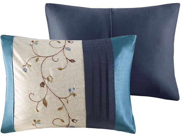 Olliix by Madison Park Serene 7 Piece Navy Queen Embroidered Comforter Set-3