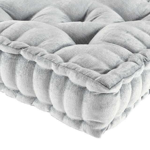 Olliix by Intelligent Design Grey Azza Poly Chenille Square Floor Pillow Cushion-1