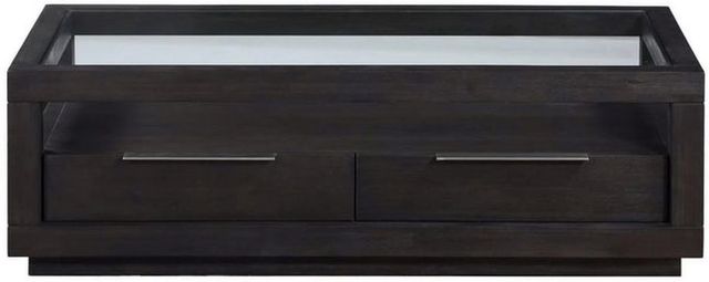 Modus Furniture Oxford Glass Top Coffee Table with Basalt Gray Base-2