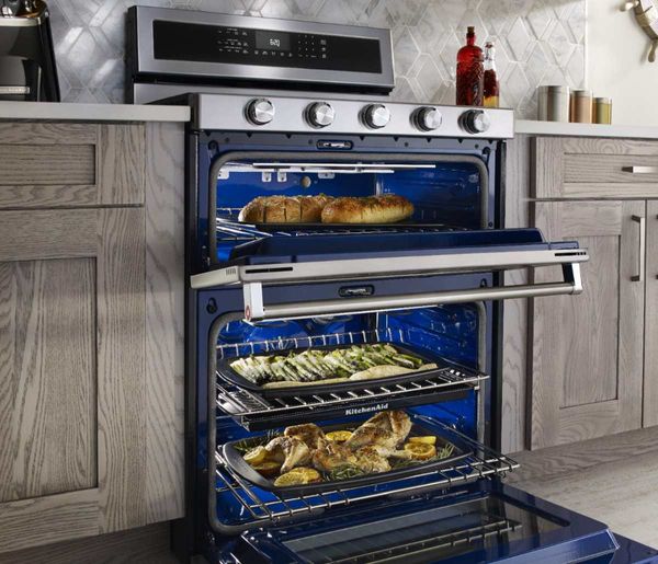 KitchenAid 30" Stainless Steel Free Standing Dual Fuel Double Oven Range