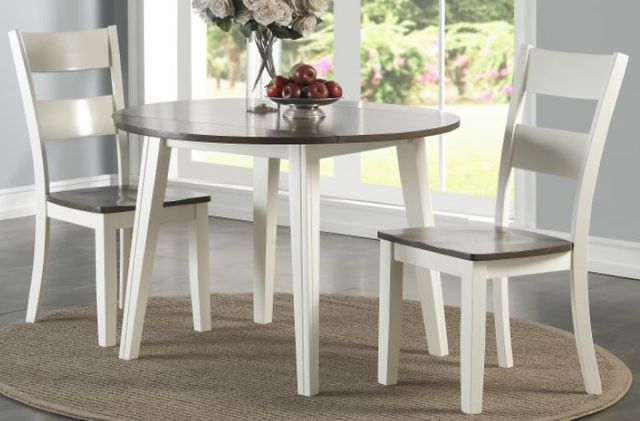 American Wholesale Furniture Gray Round Dining Table with White Base-2