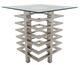 Sagebrook Home Metal Stacked Glass Top Side Table with Silver Base-0