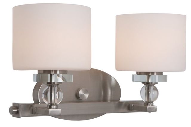 YHD Mitchell Peak Satin Steel/White Dove 2-Light Vanity Lighting-0