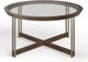 Magnussen Home® Elora Glass Top Round Cocktail with Walnut Frame-2