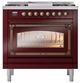 Ilve® Nostalgie II Noblesse 36'' Burgundy Pro Style Dual Fuel Range with Burnished Trim-1