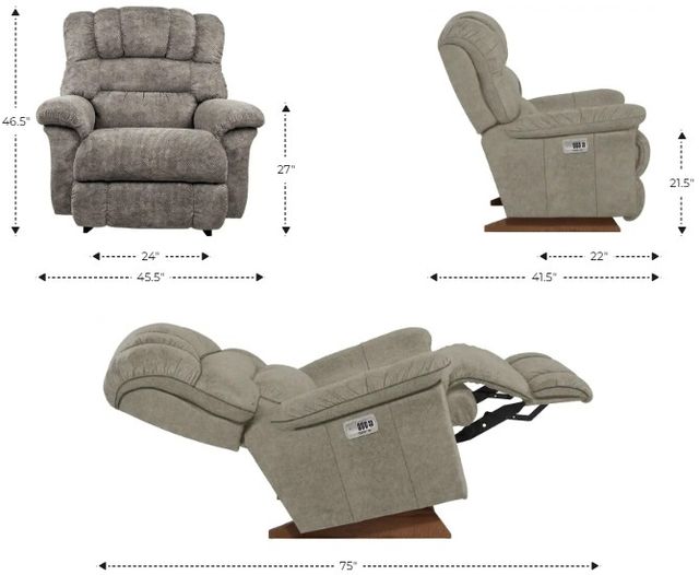 La-Z-Boy® Randell Dark Chocolate Leather Power Rocking Recliner with Headrest-2