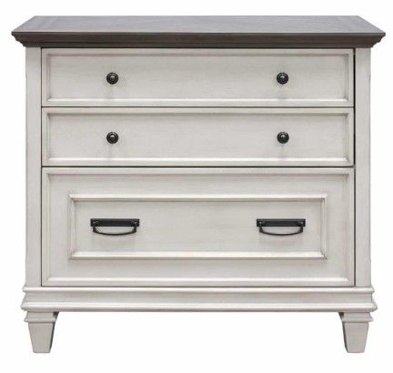 Martin Furniture Hartford  Linen White with Gray Patterned Top Lateral File-1