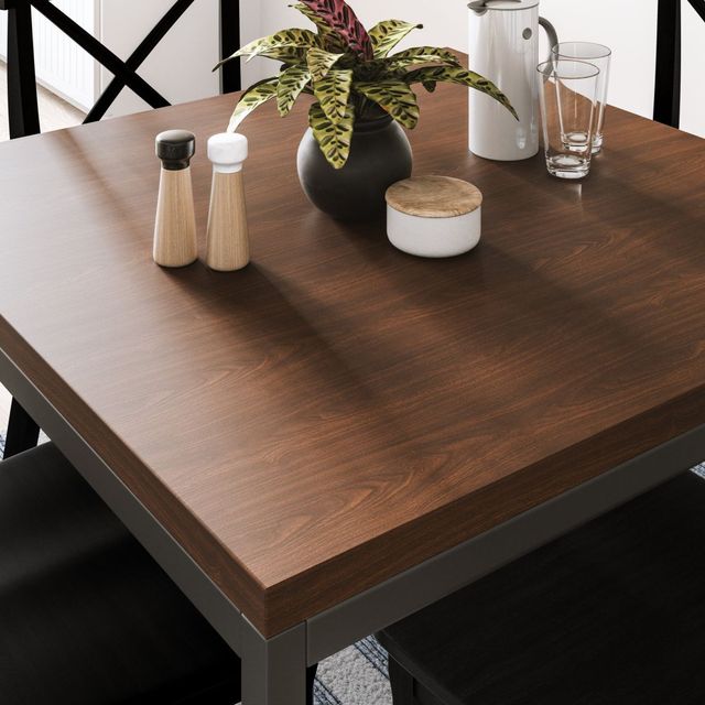 homestyles® Merge Mahogany Square Table with Gray Metal Legs -3