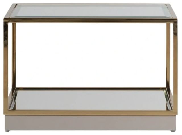 Michael Amini® Savannah Breeze 2-Piece Glass Top Short Cocktail Table with Bright Gold Base Set-2