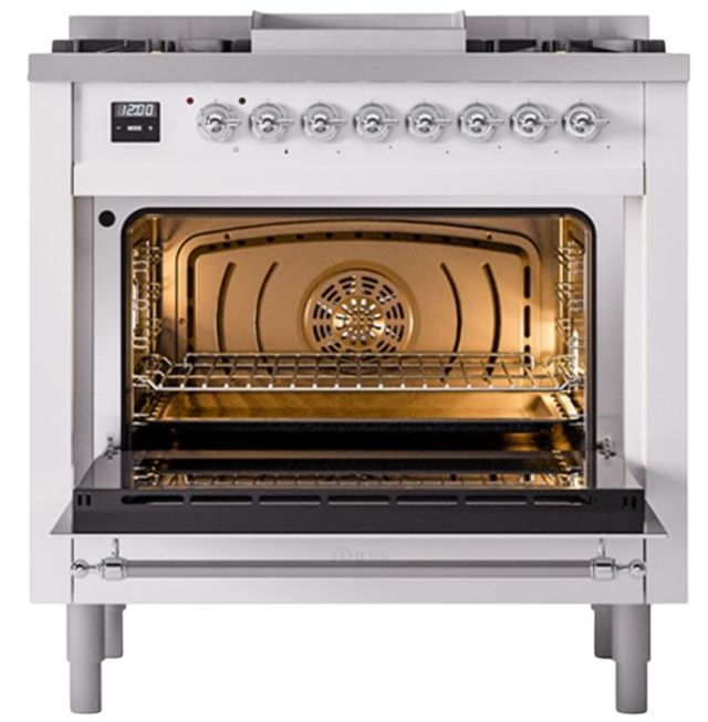Ilve® Nostalgie II Noblesse 36'' Custom RAL Color Pro Style Dual Fuel Range with Chrome Trim-1