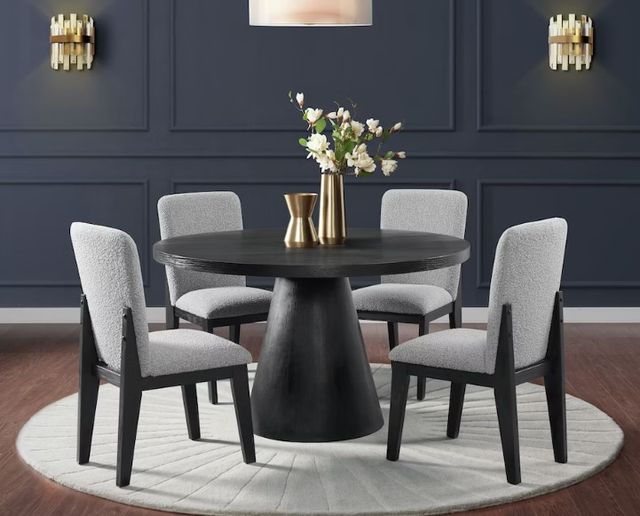 Elements International Portland Black Round Dining Table-3