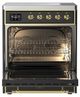 Ilve® Majestic III 30" Graphite Matte Pro Style Induction Range with Solid Door and Brass Trim-1