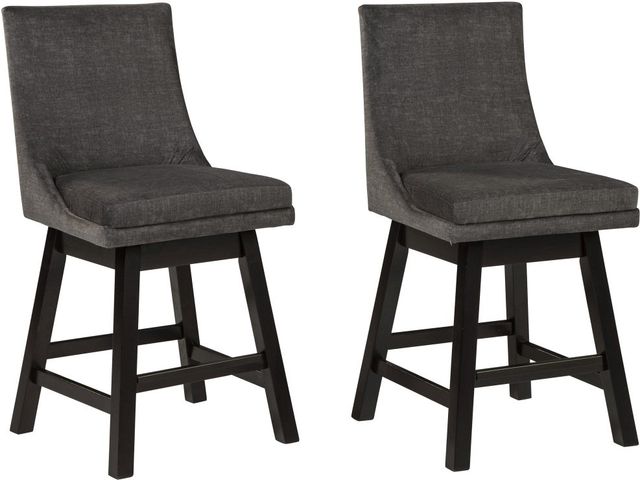 Signature Design by Ashley® Tallenger Dark Gray Upholstered Swivel Bar Stool -3