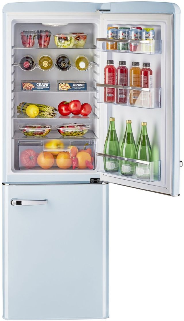 Unique® Appliances Classic Retro 7 Cu. Ft. Powder Blue Counter Depth Bottom Freezer Refrigerator-4