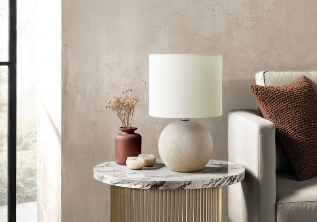 Monarch Specialties Inc. Ivory Concrete/Ivory Shade Table Lamp -2