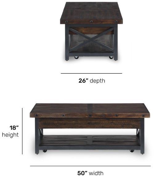 Flexsteel® Carpenter Dark Brown Lift-Top Coffee Table with Black Base-2