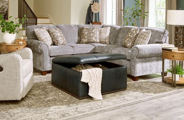 Creek Side Customs Customizable Hendrix Leather Storage Ottoman with Nailhead Trim-2