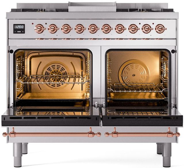 Ilve® Nostalgie II Series 40" Stainless Steel Pro Style Dual Fuel Range-1