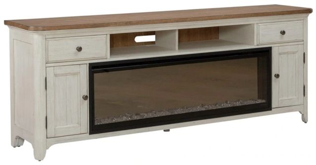 Liberty Furniture Farmhouse Reimagined Brown/White Console with Fireplace-0