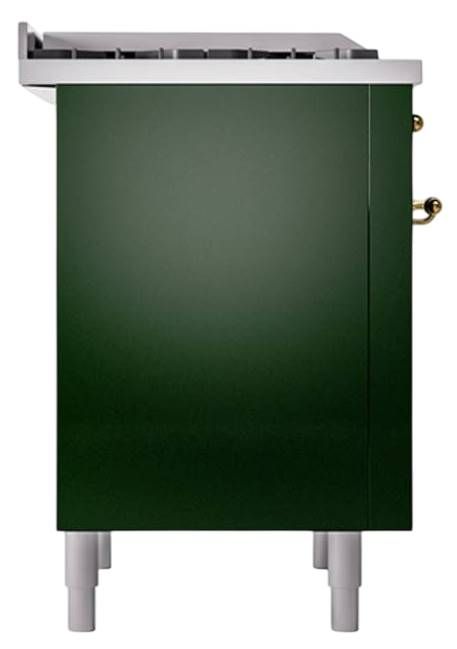 Ilve® Nostalgie II Noblesse 36'' Emerald Green Pro Style Dual Fuel Range with Brass Trim-2