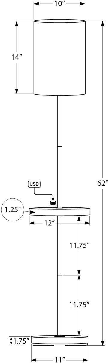 Monarch Specialties Inc. Silver Metal Floor Lamp -1