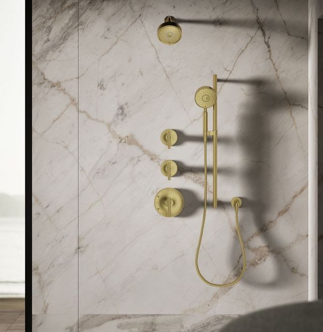 KOHLER® Purist® Vibrant Brushed Moderne Brass 1.75 GPM 3-Function Showerhead-2