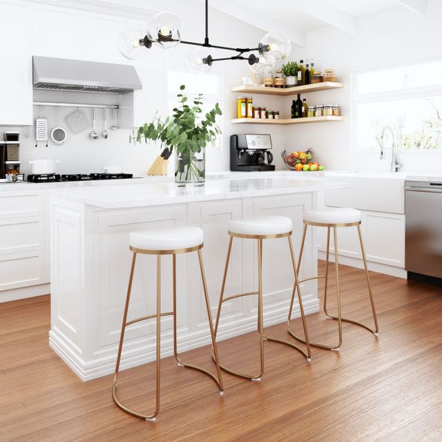 Zuo® Modern Bree White/Gold Bar Stool-3