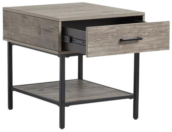 Magnussen Home® Fenwick Whitetail Brown End Table with Matte Black-2