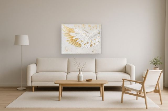 Classy Living Timeless Textured Gold Angelic Wing Wall Art-1
