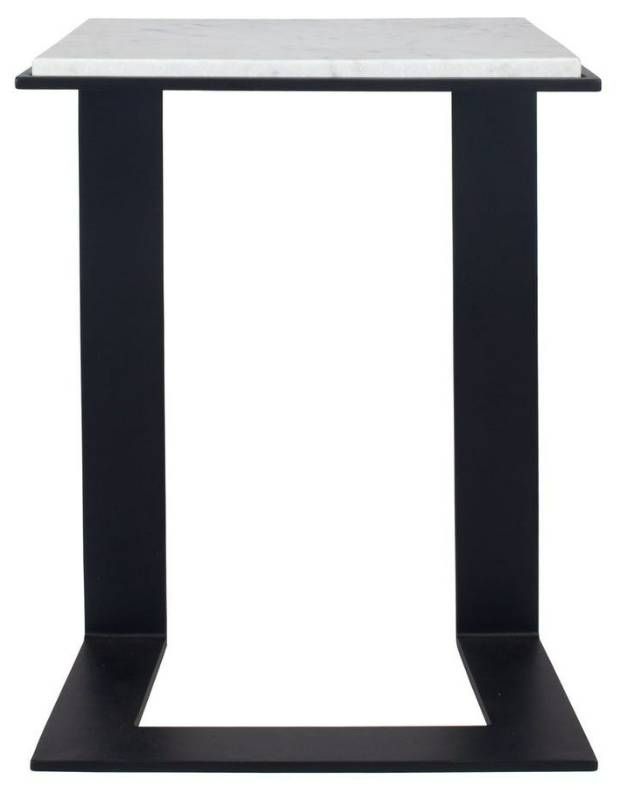 Uttermost® Kenora White Marble Top Accent Table with Black Base-3