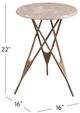 Bassett Mirror Leila Beige Accent Table with Antique Brass Base-2