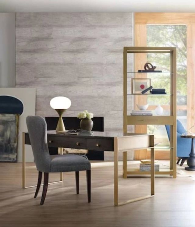 Hooker® Furniture Curata Midnight Writing Desk with Brushed Brass Base-1