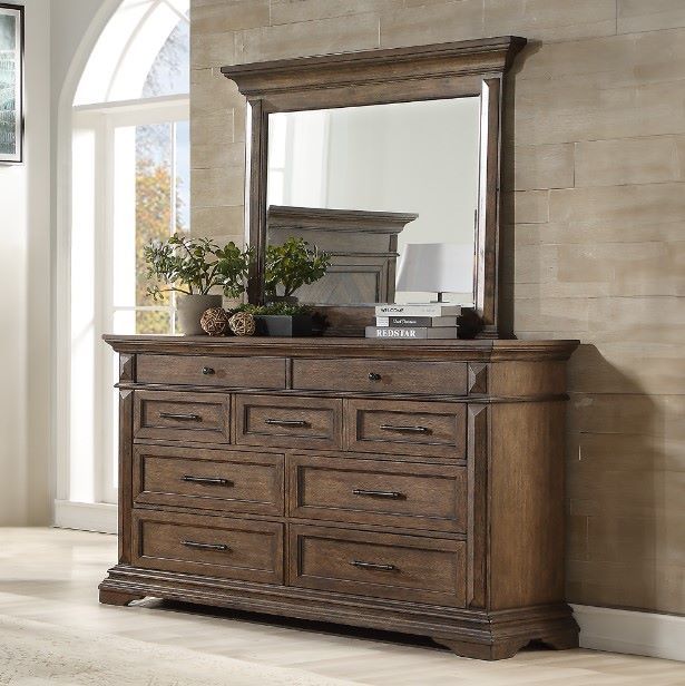 New Classic® Home Furnishings Mar Vista Walnut Dresser and Mirror-1