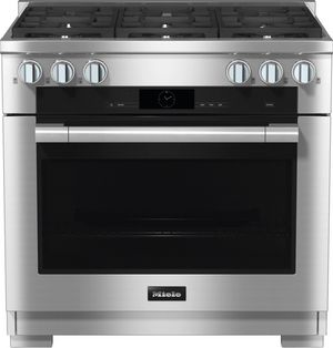 Miele 36" Liquid Propane Clean Touch Steel Freestanding Dual Fuel Range