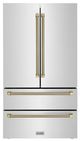 ZLINE Autograph Edition 36" 22.5 Cu. Ft. Stainless Steel Counter-Depth French Door Refrigerator with Ice Maker in Fingerprint-Resistant and Champagne Bronze Helix Handles-0