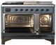 Ilve® Majestic III 48" Blue Gray Pro Style Dual Fuel Liquid Propane Range with 5 Black Brass Burners and Burnished Trim-1