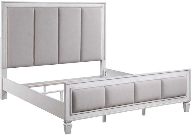 ACME Furniture Katia Light Gray/Rustic Gray/Weathered White Eastern King Upholstered Panel Bed-0