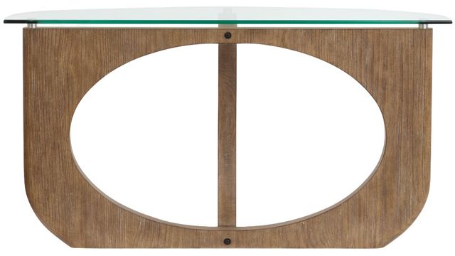Magnussen Home® Lainey Glass Top Demilune Sofa Table with Almond Base-3