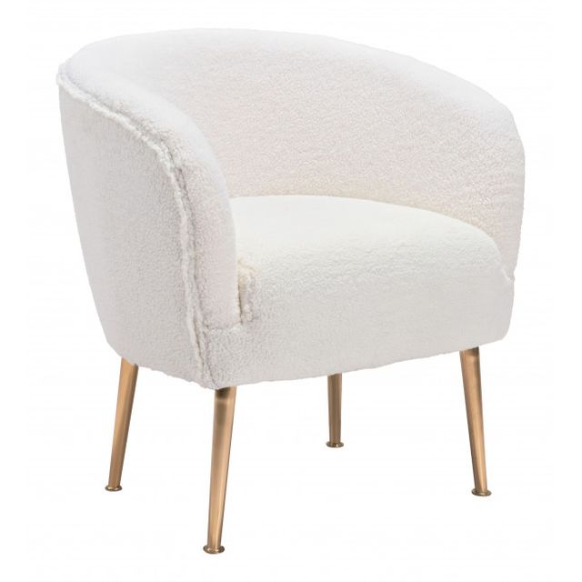 Zuo® Modern Sherpa Beige and Gold Accent Chair-0